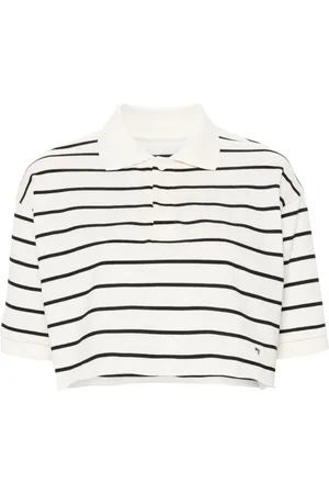 HOMMEGIRLS Playera tipo polo con rayas estampadas