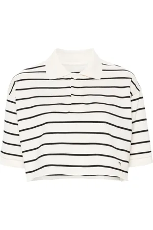 HOMMEGIRLS Playera tipo polo con rayas estampadas