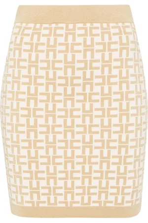 Elisabetta Franchi Falda tejida con logo de intarsia