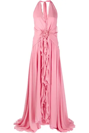 BLUMARINE Vestido largo de seda con cuello halter