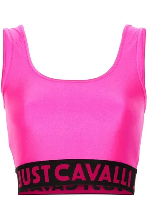 Roberto Cavalli Top corto con logo en la pretina