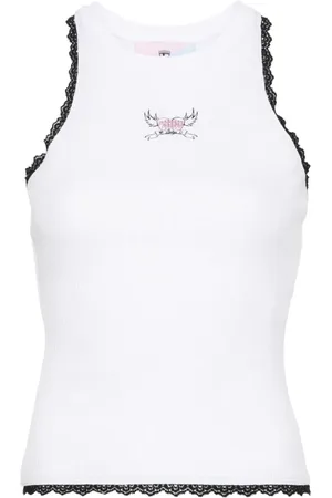 Chiara Ferragni Camiseta canalé con logo estampado