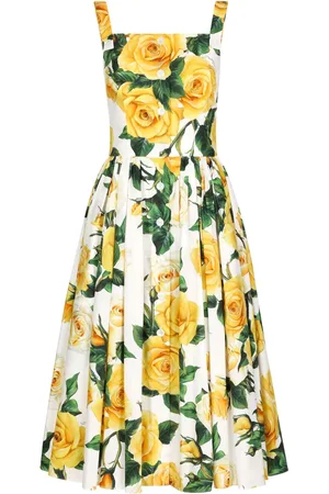 Dolce & Gabbana Vestido midi con rosa estampada