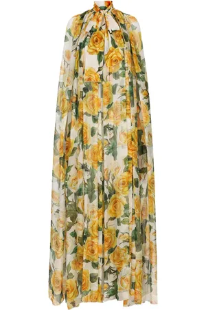 Dolce & Gabbana Capa de gasa de seda con rosas estampadas