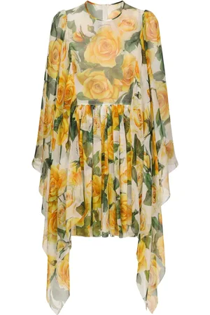Dolce & Gabbana Vestido de seda con rosas estampadas