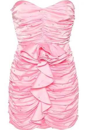 Ilkyaz Ozel Vestido corto con diseño fruncido y detalles de cristal