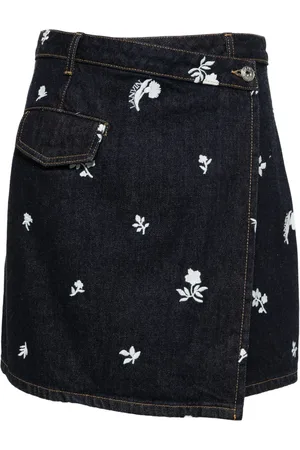 Lanvin Falda de mezclilla con bordado floral
