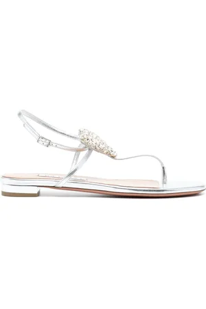 Aquazzura Sandalias metalizadas con detalles de cristal