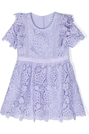 Self-Portrait Vestido manga corta con encaje floral