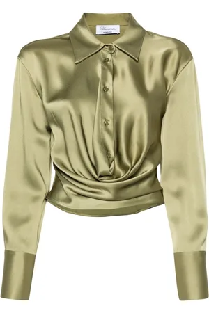 BLUMARINE Blusa de satén con cuello recto