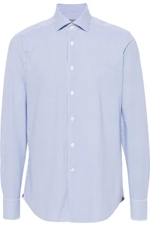 corneliani Camisa de popelina con rayas estampadas