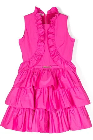 MISS BLUMARINE Vestido con placa del logo y volantes