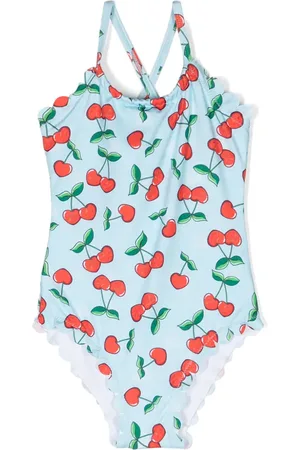 Chiara Ferragni Traje de baño con bordes festoneados y cerezas estampadas