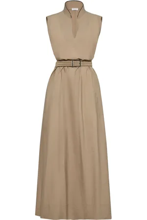Brunello Cucinelli Vestido largo con cinturón