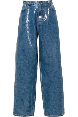 Serafini Pantalones anchos con acabado revestido