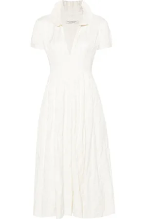 Serafini Vestido midi con diseño plisado y cuello en V