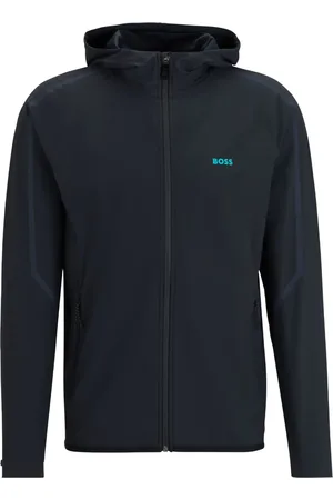 HUGO BOSS Hoodie con cierre y logo estampado