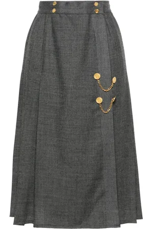 CHANEL Falda midi con diseño plisado 1990