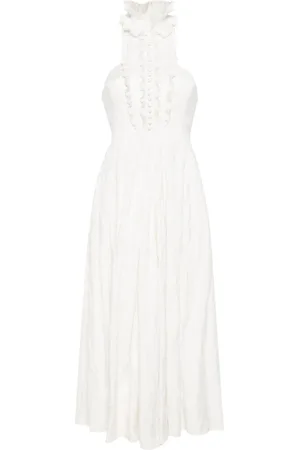 Serafini Vestido midi sin mangas con volantes