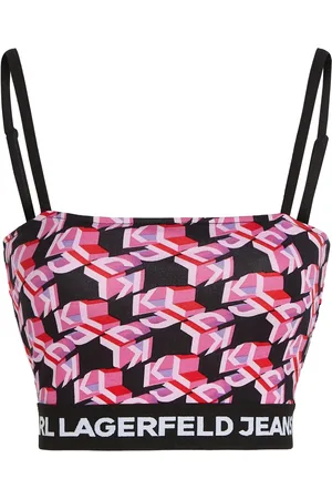 Karl Lagerfeld Top corto con monograma estampado