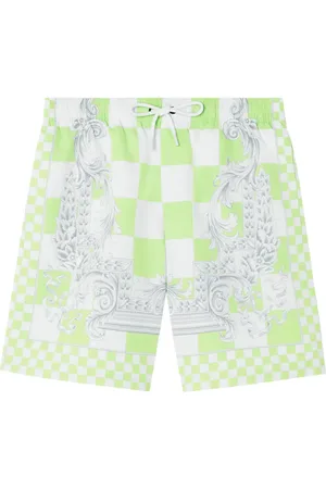 VERSACE Shorts de playa con estampado de cuadros