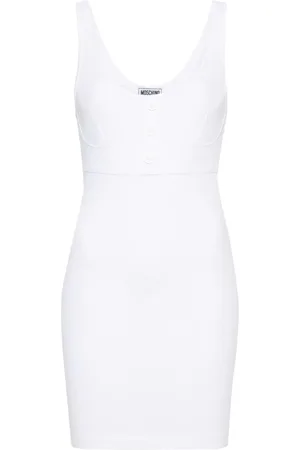 Moschino Vestido corto tejido de canalé con cuello redondo