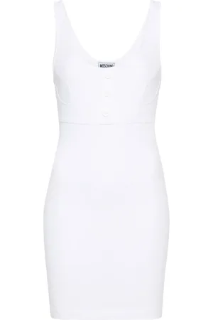 Moschino Vestido corto tejido de canalé con cuello redondo