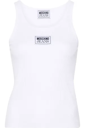 Moschino Top tejido de canalé con parche del logo