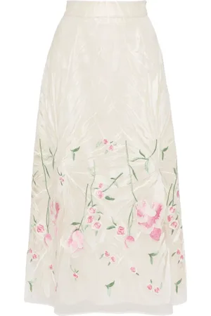 Elie saab Falda de tul con bordado floral