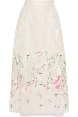 Elie saab Falda de tul con bordado floral