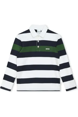 HUGO BOSS Playera tipo polo con logo estampado y motivo de rayas