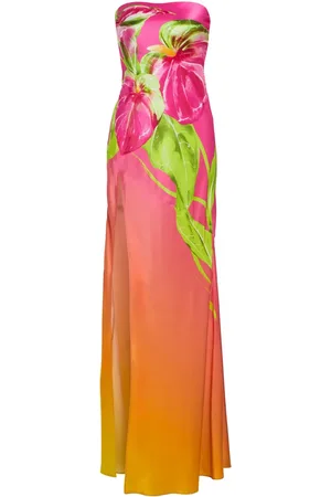 Retrofete Vestido de seda largo estilo strapless Aiyanna