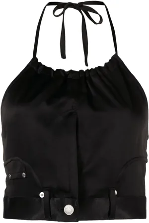 Moschino Top corto con logo grabado
