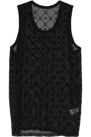 Marine Serre Top de malla con logo afelpado