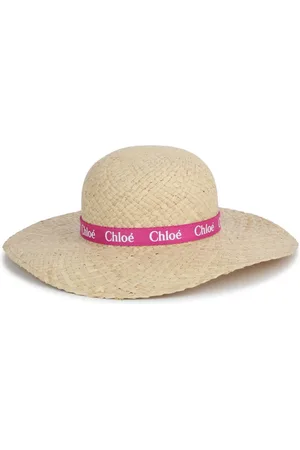 Chloé Gorro de verano de rafia con logo estampado