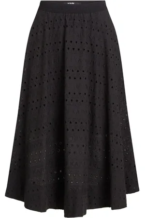 Karl Lagerfeld Falda midi con bordado inglés