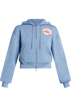 Kenzo Hoodie con cierre y rosa estampada