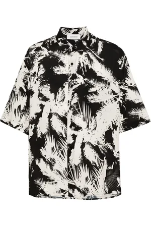 LANEUS Camisa bowling con estampado abstracto