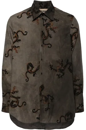 UMA WANG Dragon-print long-sleeved shirt