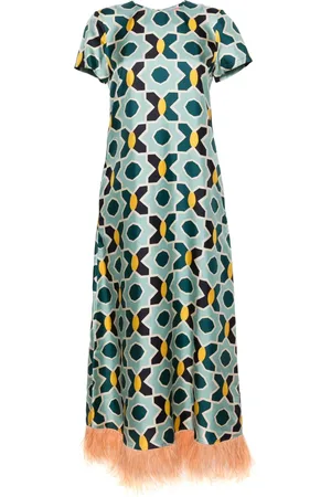 La DoubleJ Vestido de swing con estampado geométrico