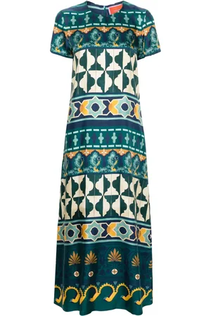 La DoubleJ Vestido de swing con estampado geométrico