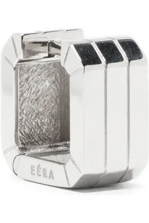 Eera Aretes huggie en oro blanco de 18kt con diamantes