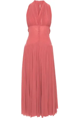Serafini Vestido largo de malla con cuello halter