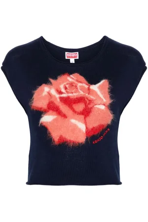 Kenzo Suéter tejido con motivos florales en intarsia