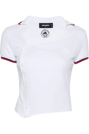 Dsquared2 Playera tipo polo asimétrica con parche del logo