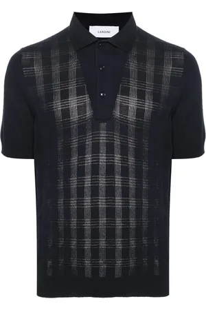 LARDINI Playera tipo polo con motivo de cuadros