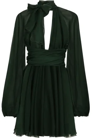 Dolce & Gabbana Vestido de seda con cuello en V