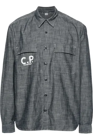 C.P. Company Camisa de tejido cambray con logo estampado