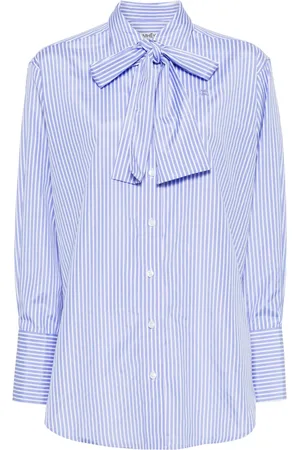 KIMHEKIM Camisa con moño en el cuello y motivo de rayas