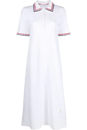 Thom Browne Vestido estilo playera tipo polo con ribete de rayas RWB